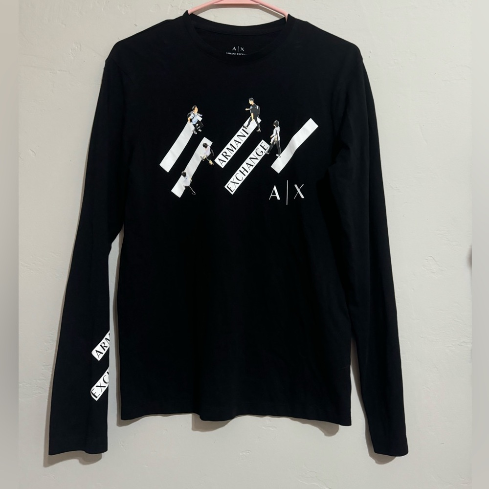 Armani Exchange Black Long-Sleeved T-Shirt (XS)